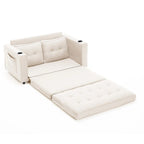 Canapé-lit futon convertible 3-en-1, 2 places, Gris clair / Beige / Gris foncé / Marron