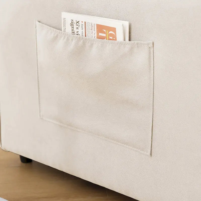 Canapé-lit futon convertible 3-en-1, 2 places, Gris clair / Beige / Gris foncé / Marron