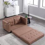 Canapé-lit futon convertible 3-en-1, 2 places, Gris clair / Beige / Gris foncé / Marron
