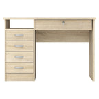 Bureau de travail 5 tiroirs Chêne / Blanc / Noir Veiné – 1 personne