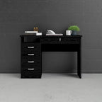 Bureau de travail 5 tiroirs Chêne / Blanc / Noir Veiné – 1 personne