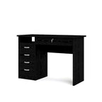 Bureau de travail 5 tiroirs Chêne / Blanc / Noir Veiné – 1 personne