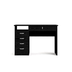 Bureau de travail 5 tiroirs Chêne / Blanc / Noir Veiné – 1 personne