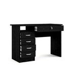 Bureau de travail 5 tiroirs Chêne / Blanc / Noir Veiné – 1 personne