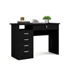 Bureau de travail 5 tiroirs Chêne / Blanc / Noir Veiné – 1 personne