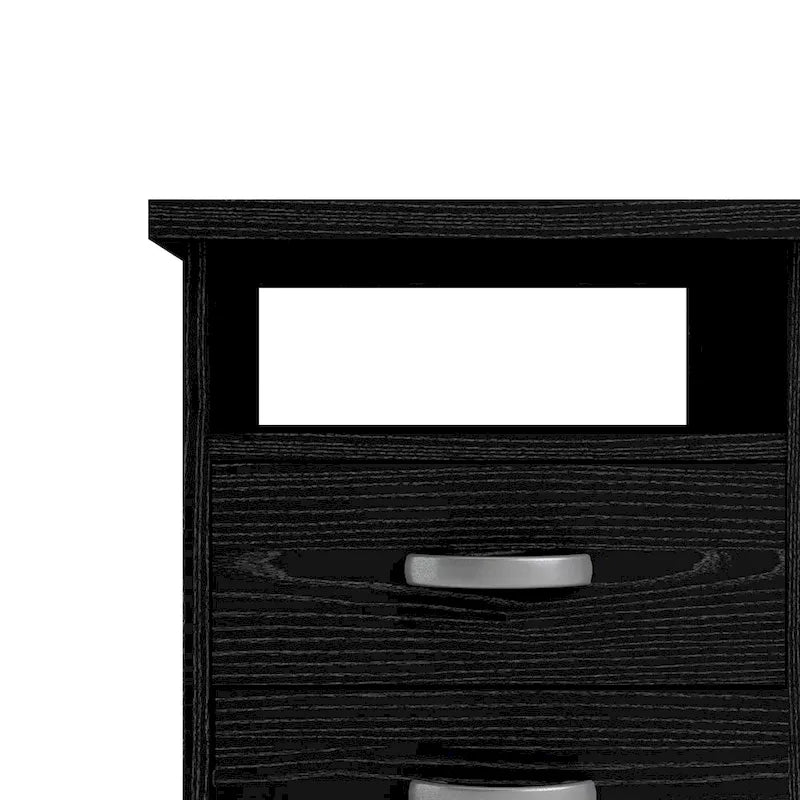 Bureau de travail 5 tiroirs Chêne / Blanc / Noir Veiné – 1 personne