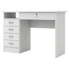 Bureau de travail 5 tiroirs Chêne / Blanc / Noir Veiné – 1 personne