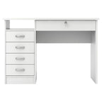 Bureau de travail 5 tiroirs Chêne / Blanc / Noir Veiné – 1 personne
