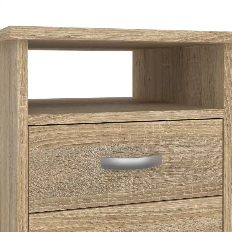 Bureau de travail 5 tiroirs Chêne / Blanc / Noir Veiné – 1 personne
