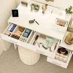 Coiffeuse avec station de charge, 4 tiroirs et armoire réversible – Rose / Noir / Blanc / Cyan, 1 personne