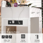 Coiffeuse avec station de charge, 4 tiroirs et armoire réversible – Rose / Noir / Blanc / Cyan, 1 personne