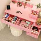 Coiffeuse avec station de charge, 4 tiroirs et armoire réversible – Rose / Noir / Blanc / Cyan, 1 personne