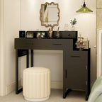 Coiffeuse avec station de charge, 4 tiroirs et armoire réversible – Rose / Noir / Blanc / Cyan, 1 personne