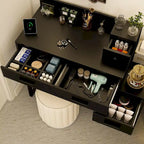 Coiffeuse avec station de charge, 4 tiroirs et armoire réversible – Rose / Noir / Blanc / Cyan, 1 personne