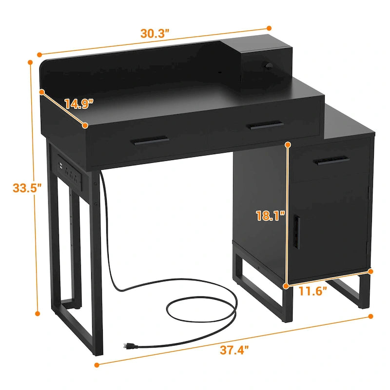 Coiffeuse avec station de charge, 4 tiroirs et armoire réversible – Rose / Noir / Blanc / Cyan, 1 personne