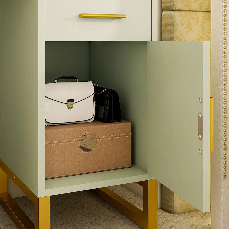 Coiffeuse avec station de charge, 4 tiroirs et armoire réversible – Rose / Noir / Blanc / Cyan, 1 personne