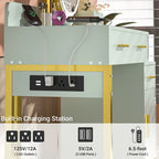Coiffeuse avec station de charge, 4 tiroirs et armoire réversible – Rose / Noir / Blanc / Cyan, 1 personne