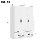 Armoire blanche 3 portes avec tringle à vêtements et 2 tiroirs, s'adapte à 2 sections