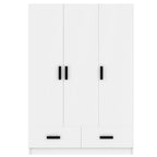 Armoire blanche 3 portes avec tringle à vêtements et 2 tiroirs, s'adapte à 2 sections