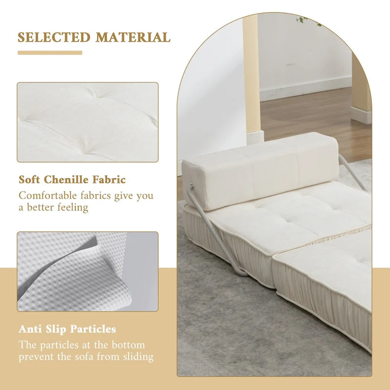 Fauteuil de canapé modulaire convertible en chenille, lit 1 place