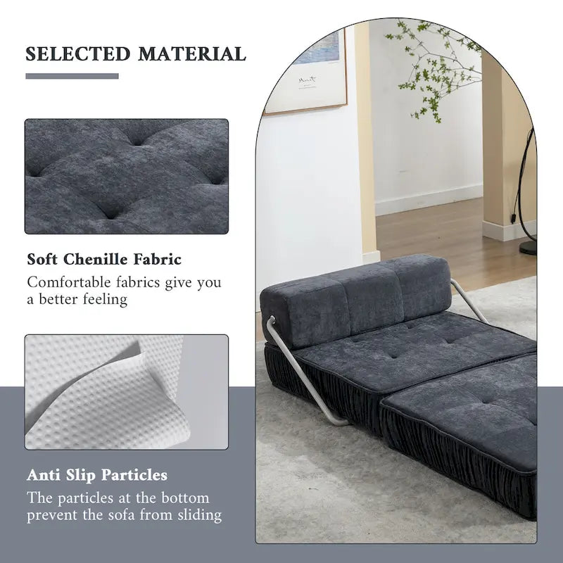 Fauteuil de canapé modulaire convertible en chenille, lit 1 place
