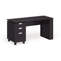 Bureau de télétravail 2 tiroirs Espresso 150 cm, 1 personne