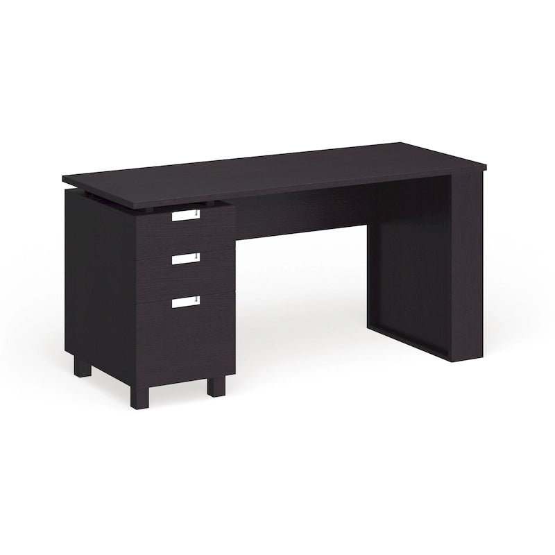 Bureau de télétravail 2 tiroirs Espresso 150 cm, 1 personne