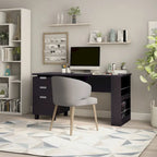 Bureau de télétravail 2 tiroirs Espresso 150 cm, 1 personne