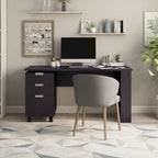 Bureau de télétravail 2 tiroirs Espresso 150 cm, 1 personne