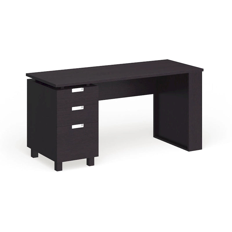 Bureau de télétravail 2 tiroirs Espresso 150 cm, 1 personne
