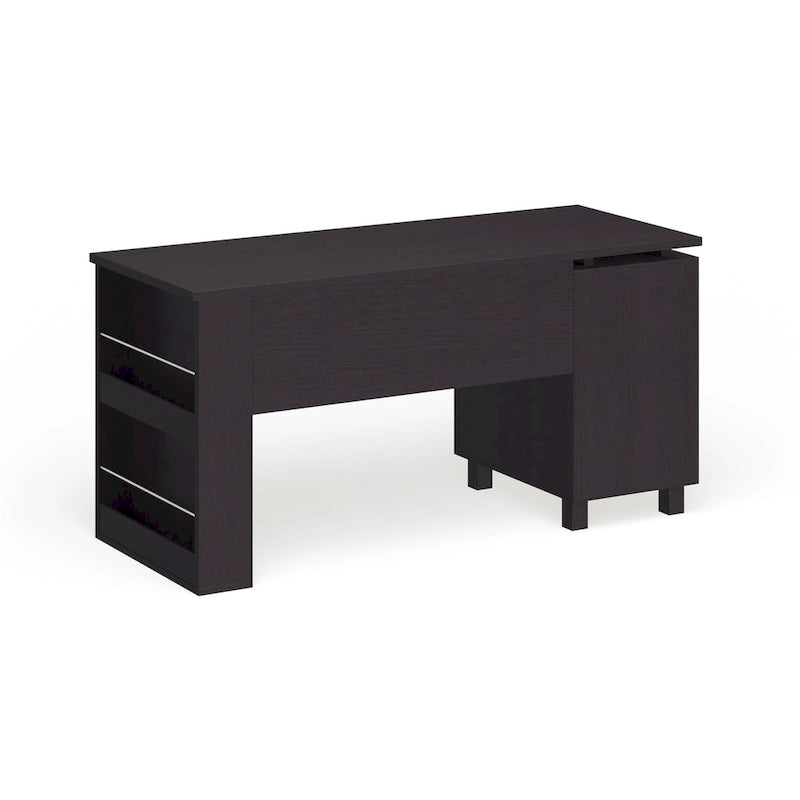 Bureau de télétravail 2 tiroirs Espresso 150 cm, 1 personne