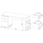 Bureau de télétravail 2 tiroirs Espresso 150 cm, 1 personne