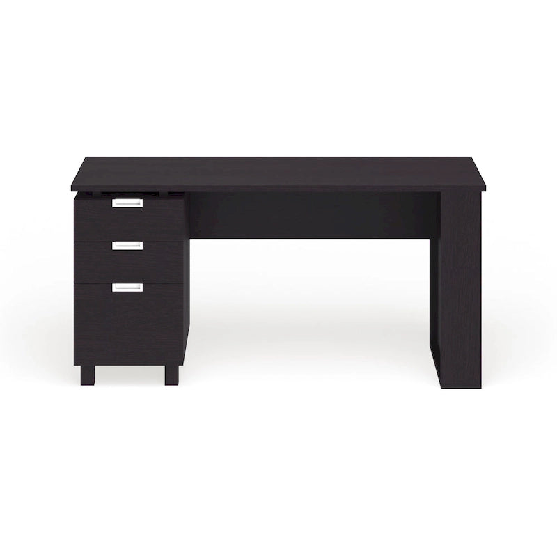 Bureau de télétravail 2 tiroirs Espresso 150 cm, 1 personne