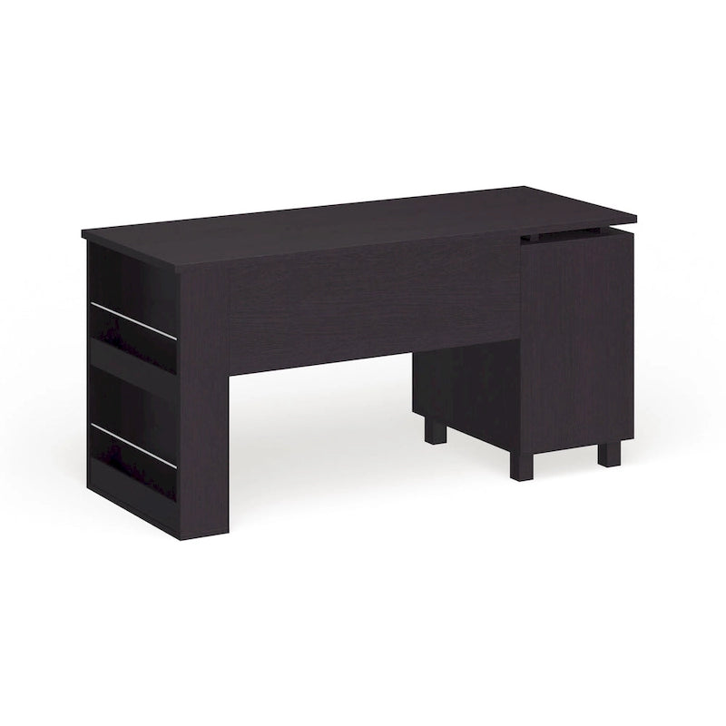 Bureau de télétravail 2 tiroirs Espresso 150 cm, 1 personne