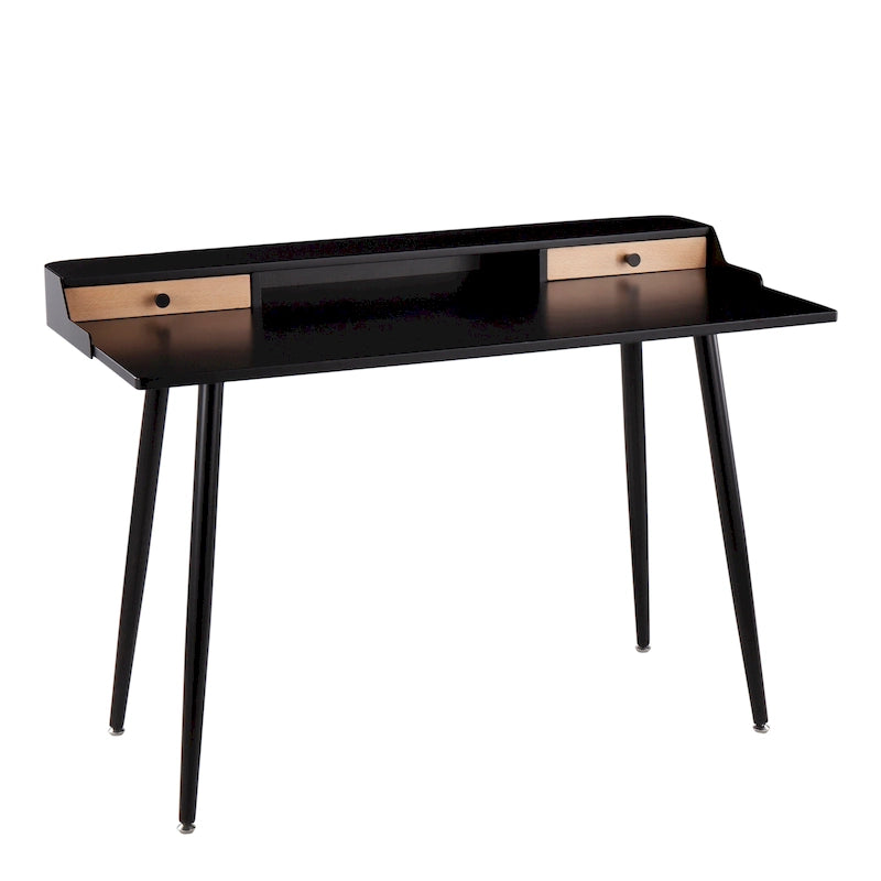 Bureau de travail mi-siècle, Noyer / Noir et Naturel / Bois naturel et noir, 1 personne