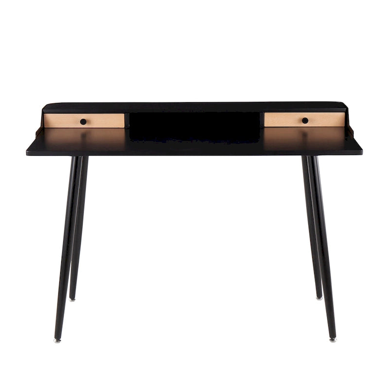 Bureau de travail mi-siècle, Noyer / Noir et Naturel / Bois naturel et noir, 1 personne