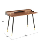 Bureau de travail mi-siècle, Noyer / Noir et Naturel / Bois naturel et noir, 1 personne