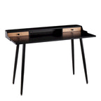 Bureau de travail mi-siècle, Noyer / Noir et Naturel / Bois naturel et noir, 1 personne