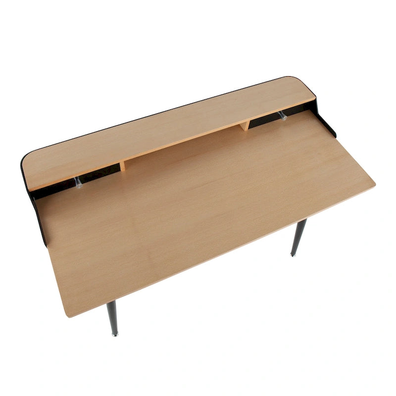 Bureau de travail mi-siècle, Noyer / Noir et Naturel / Bois naturel et noir, 1 personne