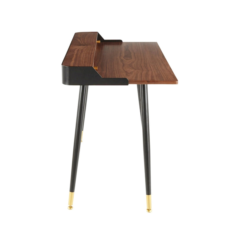 Bureau de travail mi-siècle, Noyer / Noir et Naturel / Bois naturel et noir, 1 personne