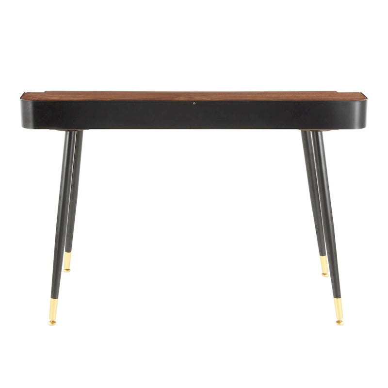 Bureau de travail mi-siècle, Noyer / Noir et Naturel / Bois naturel et noir, 1 personne