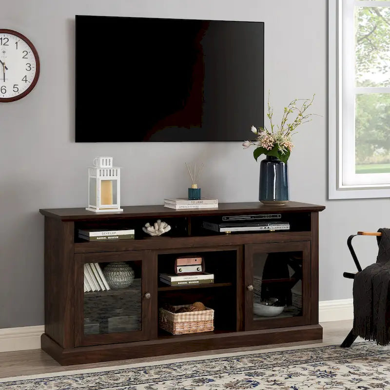 Meuble TV marron texturé pour téléviseurs jusqu'à 65", simple