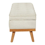Banc de rangement capitonné blanc antique avec couvercle à charnière, 1 place