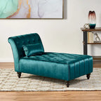 Chaise longue en velours gris / grenat / sarcelle foncée, capitonnée, une place