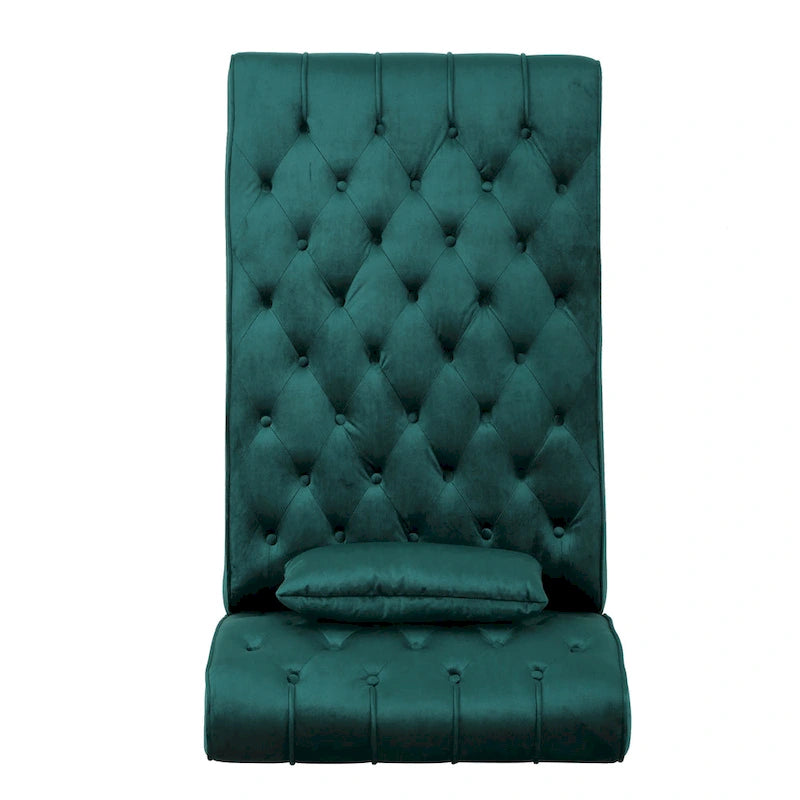 Chaise longue en velours gris / grenat / sarcelle foncée, capitonnée, une place