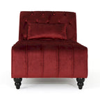 Chaise longue en velours gris / grenat / sarcelle foncée, capitonnée, une place