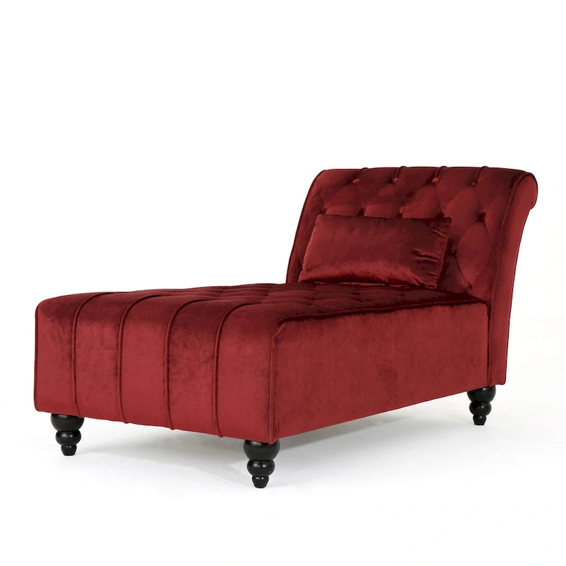Chaise longue en velours gris / grenat / sarcelle foncée, capitonnée, une place