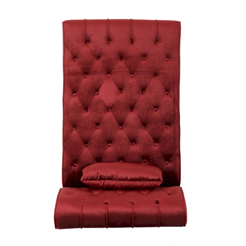 Chaise longue en velours gris / grenat / sarcelle foncée, capitonnée, une place