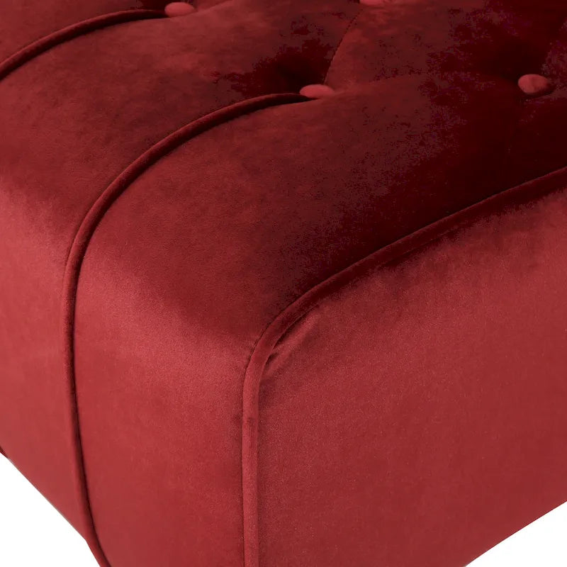 Chaise longue en velours gris / grenat / sarcelle foncée, capitonnée, une place