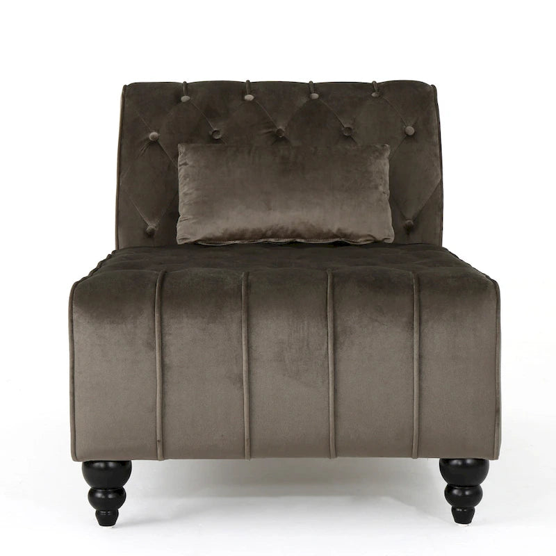 Chaise longue en velours gris / grenat / sarcelle foncée, capitonnée, une place